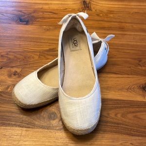 UGG Indah Cream Canvas Flat 1003493 Size 8